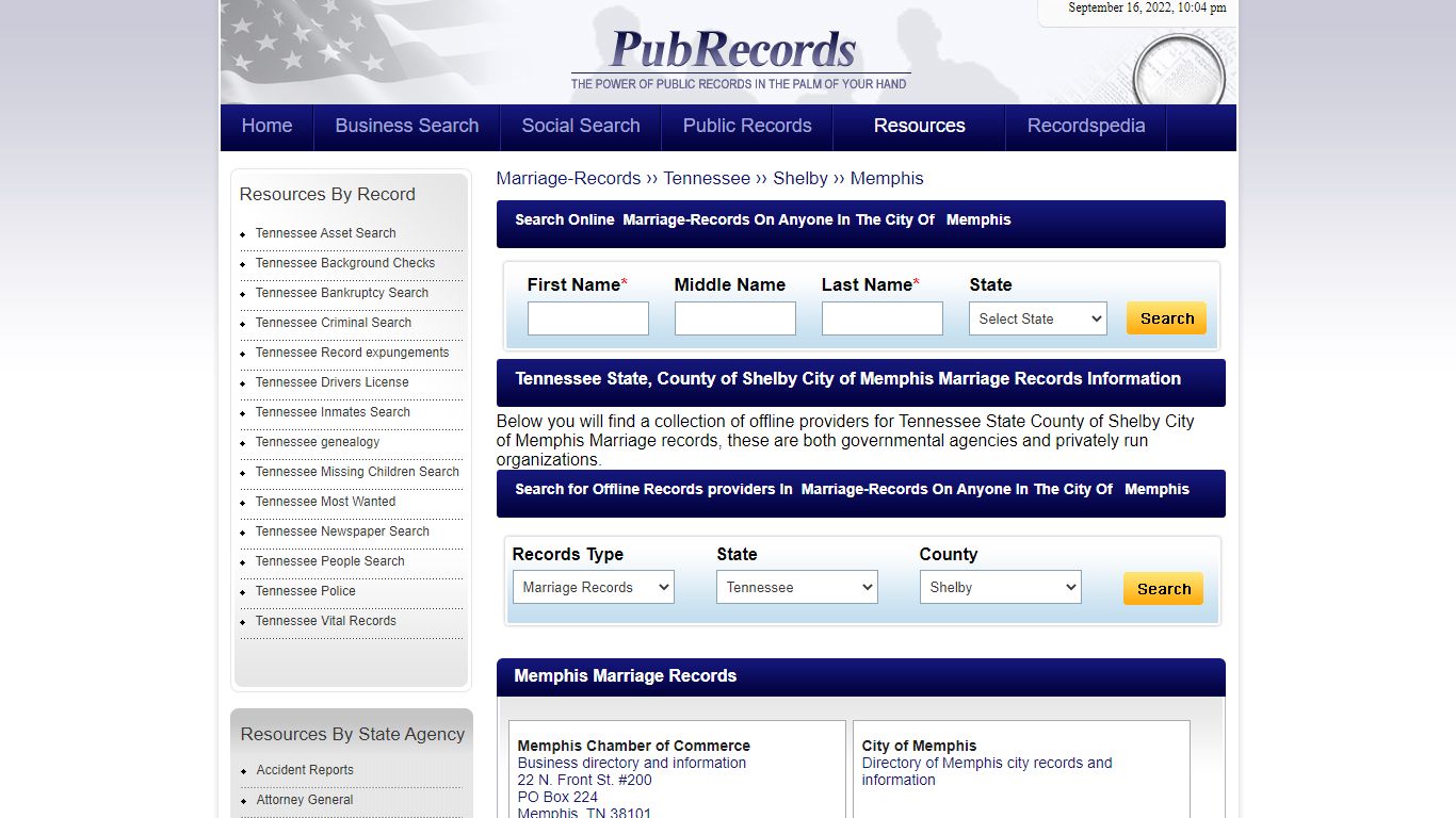 Memphis, Shelby County, Tennessee Marriage Records - Pubrecords.com